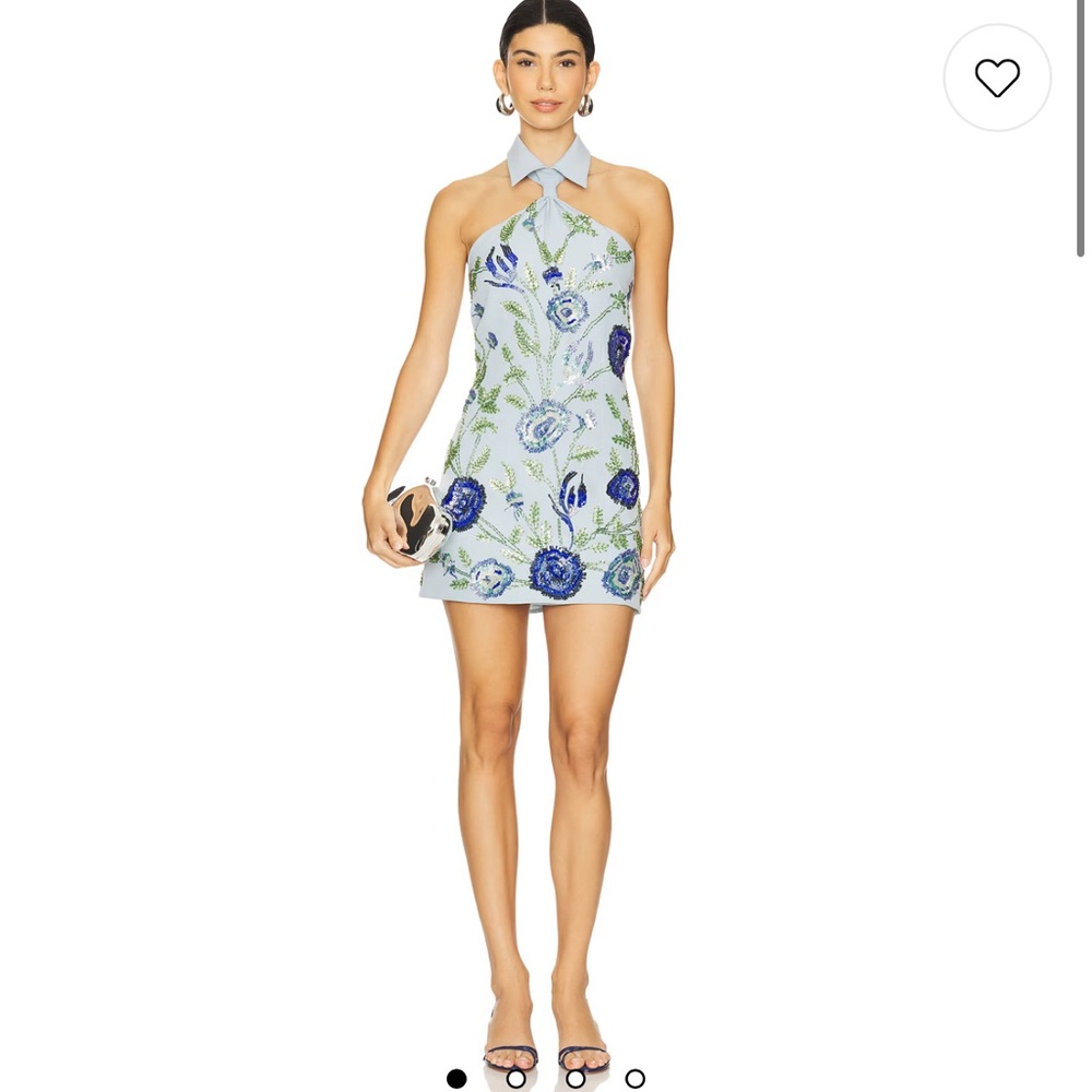 Naia Periwinkle Blue Floral Halter Mini Dress